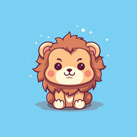 Lion sitting love cute creative kawaii cartoonのイラスト素材