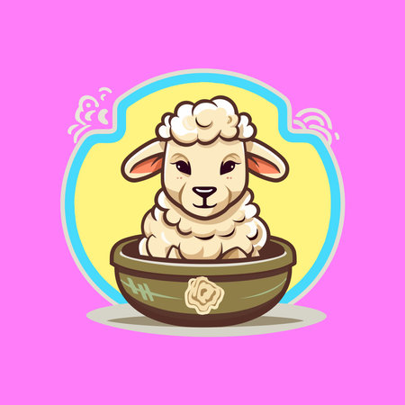 logo mascot sheep in pot handsome stick boneのイラスト素材
