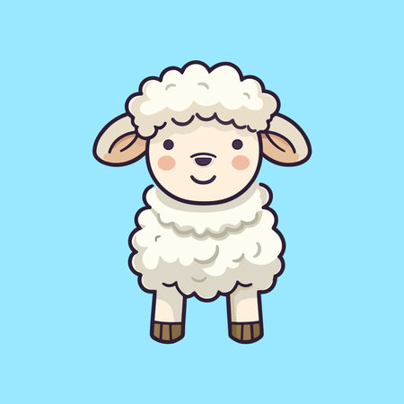 White Sheep Cartoon Mascot Character Standingのイラスト素材