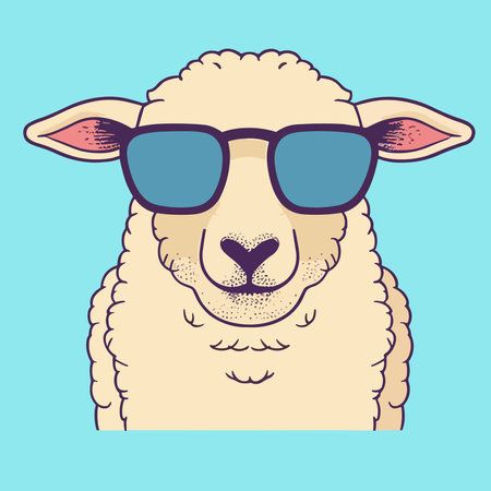Vector of sheep wearing sunglassesのイラスト素材