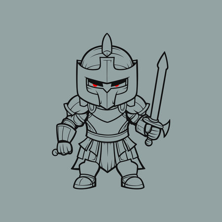 Knight line icon sign vectorのイラスト素材