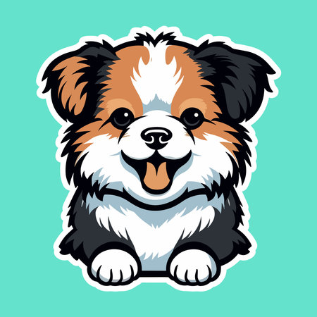 Kawaii and Cute Puppy Dog Stickerのイラスト素材