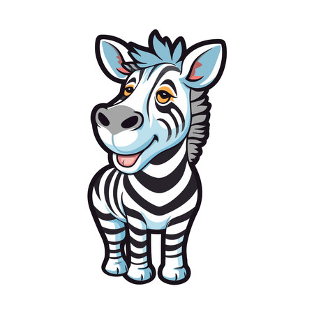 Cute baby zebra posing isolated on white backgroundのイラスト素材