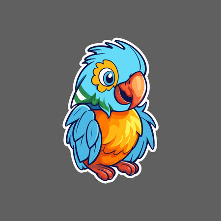 Cute cartoon parrot mascot pointing with a wingのイラスト素材