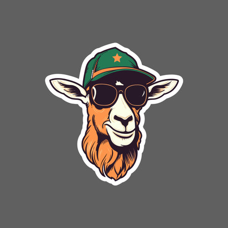 billy goat sticker on grey backgroundのイラスト素材