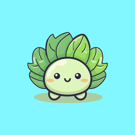 Cute cabbage character with faceのイラスト素材