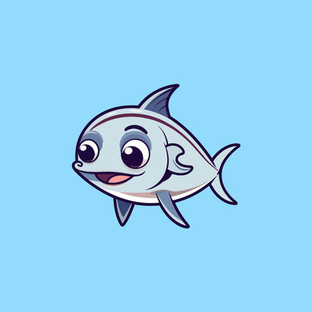 fish tuna cute mascot logo vectorのイラスト素材