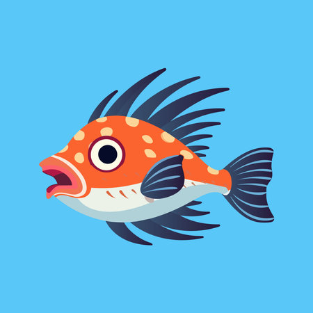 eometric red salmon fish clipart. Marine decor