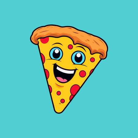 Cartoon illustration of a smiling pizza sliceのイラスト素材
