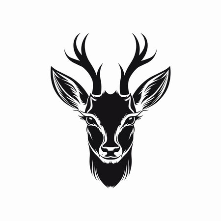 stylized illustration of a head of a Roe Deerのイラスト素材