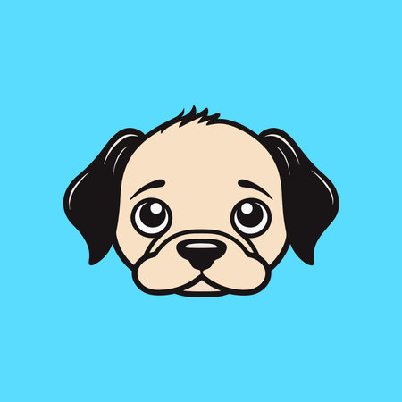 cute pug avatar with blue backgroundのイラスト素材