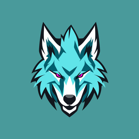 a blue wolf head esport logo illustration vectorのイラスト素材