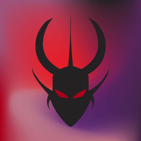 black devil logo on red backgroundのイラスト素材