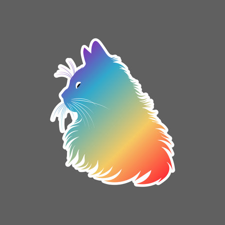 Rainbown of sticker face catのイラスト素材
