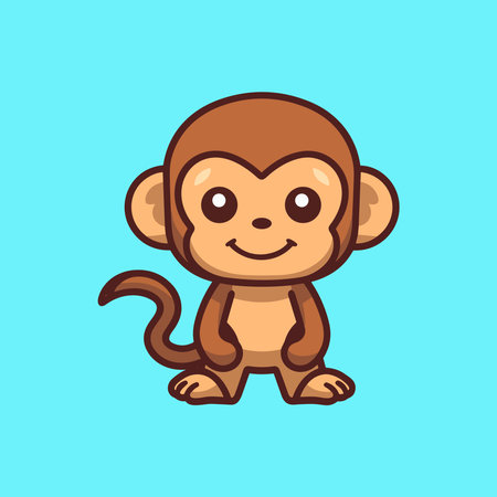 Cute cartoon monkey standing happy vector illustrationのイラスト素材
