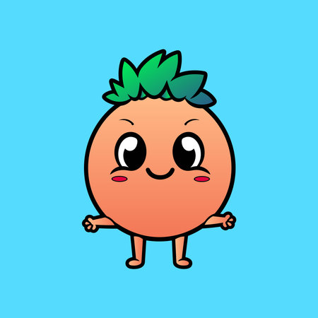 Orange cartoon character tropical fruitのイラスト素材