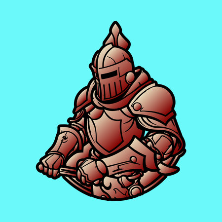 Red knight vector isolated on blue backgroundのイラスト素材