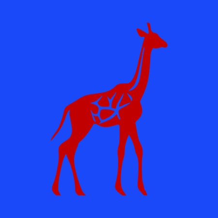 red giraffe on blue background vector illustrationのイラスト素材