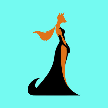 Cute fox in dress in modern flat style vectorのイラスト素材
