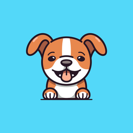 smiling face dog tongue out vector illustrationのイラスト素材