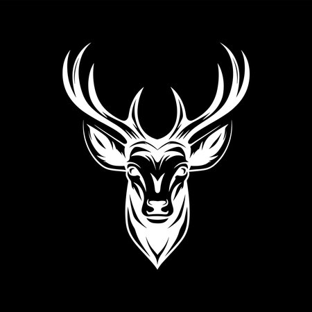 Silhouette of a white deer head on a dark backgroundのイラスト素材