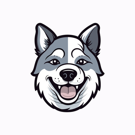smiling husky face character on white backgroundのイラスト素材