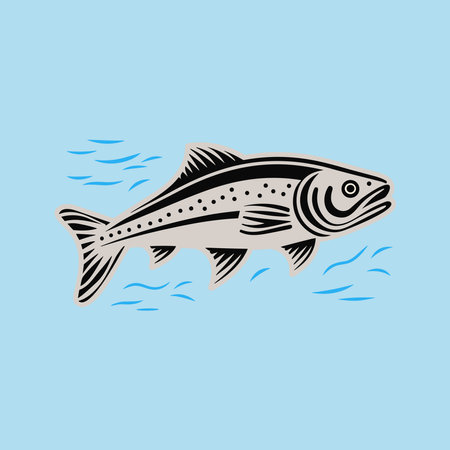 Sketch of fish. Salmon, trout. Hand drawn illustrationのイラスト素材