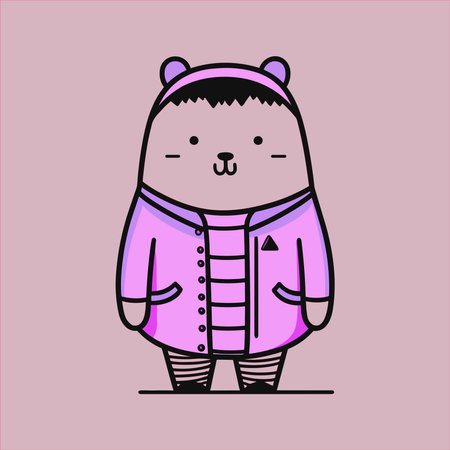 cute bear hand drawn vector illustrationのイラスト素材