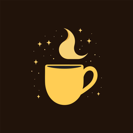 Vector boho coffee and tea celestial icon - star and moon gold logoのイラスト素材