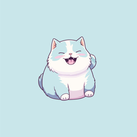 A fat cat is sitting and smilingのイラスト素材