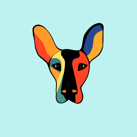 Doodle dog face with many colorのイラスト素材