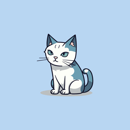 Cute cat sad cartoon illustrationのイラスト素材
