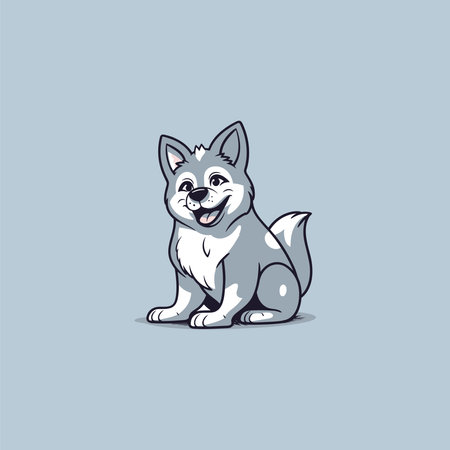 smiling husky dog vector illustrationのイラスト素材