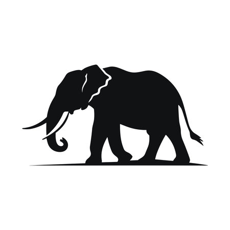 Black elephant silhouette asia walking graphics vectorのイラスト素材
