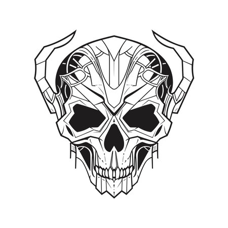 Skull tattoo on white backgroundのイラスト素材