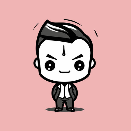 black chibi boy vector illustrationのイラスト素材