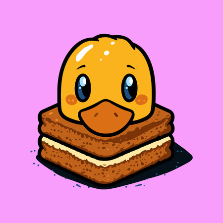 duck head on a bread vector illustrationのイラスト素材