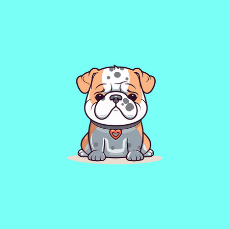 The Vector Illustration of a Bulldog in a Sweater on Blueのイラスト素材