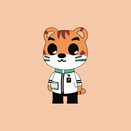 Cute tiger doctor. Vector illustration of a tiger in a medical uniform.のイラスト素材