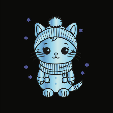 Frozen Cat, A Feline in a Wintry Sceneのイラスト素材