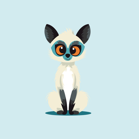 Cute Cartoon Lemur Vector Illustrationのイラスト素材