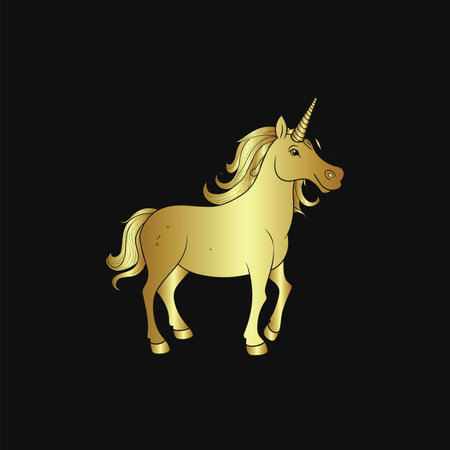 Gold Vector Illustration of a Unicornのイラスト素材
