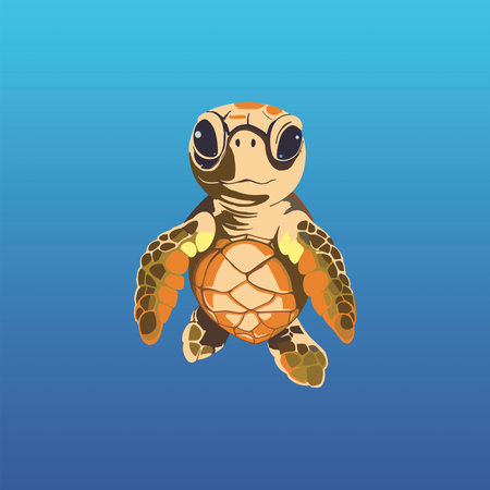 Happy cute turtle walking with smile for mascot