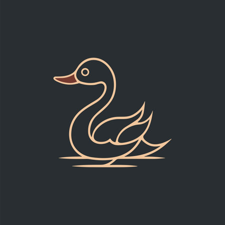 Gold Vector Illustration of a Duck lineのイラスト素材
