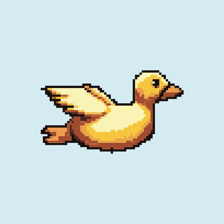 Pixa Art Duck Flying Isolated On Whiteのイラスト素材