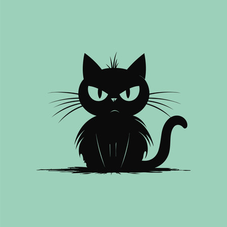 Disturbing Halloween Black Cat Vector Sketchのイラスト素材