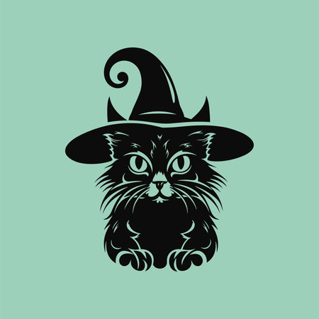 Creepy Halloween Black Cat Vector Designのイラスト素材