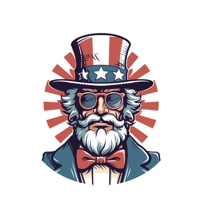 Uncle Sam Wearing Sunglasses in Retro Vector Styleのイラスト素材