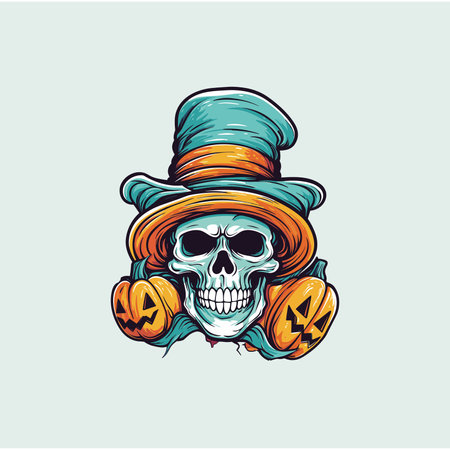 The Festive Halloween Gnome with Carved Pumpkinsのイラスト素材
