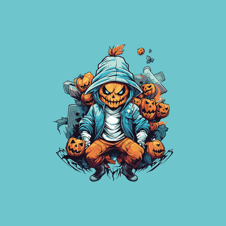 Hoodie and Pumpkin Simple Halloween Costume Ideaのイラスト素材